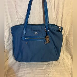 Coach blue fabric medium tote